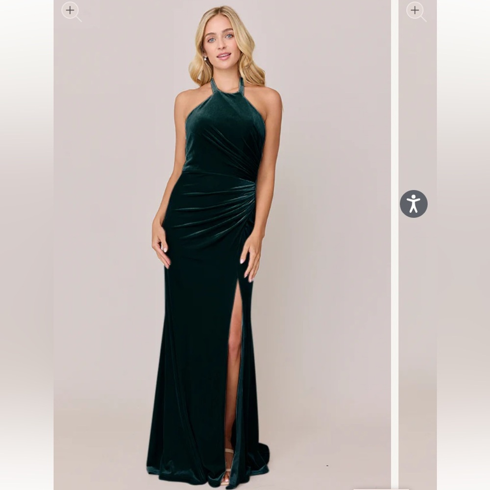 Emerald green velvet dress